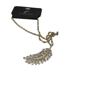 Gennaro rhinestone feather pendant necklace NWT‎